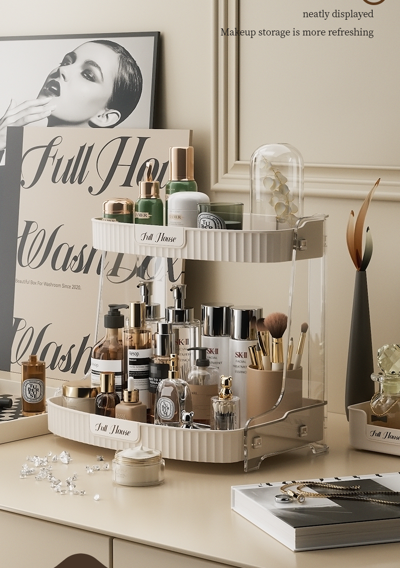 Makeup Organizer, Skincare Holder Bathroom Counter Organizer, Storage Box Cosmetic Display Cases 8001