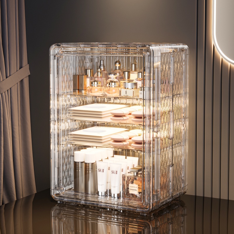 Makeup Organizer for Vanity Cosmetics Skincare Organizers with big open door&easy to take,adjust the height inside