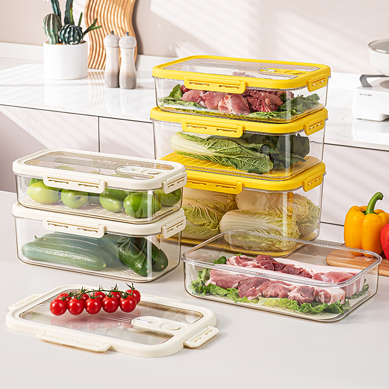 Food Storage Containers BPA Free ,Refrigerator Organizer Bins with Lids,Organizers and Storage Containers for Fruit, Vegetable, Food, Drinks, Cereals 1011