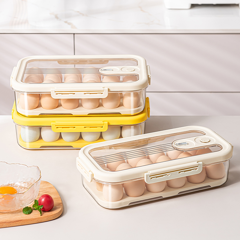 Egg Holder for fridge with Lid, Egg Container For Refrigerator Plastic Organizer Bins,Clear 18&24  Eggs Trays for Home/Kitchen Storage (18&24 Eggs, 1 Pack)