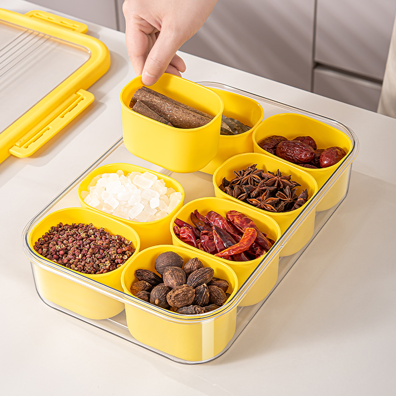 Divided Serving Tray with Lid and Handle - Snackle Box Charcuterie Container for Portable Snack Platters - Clear Organizer for Candy, Fruits, Nuts, Snacks ,Spices 1021/1022